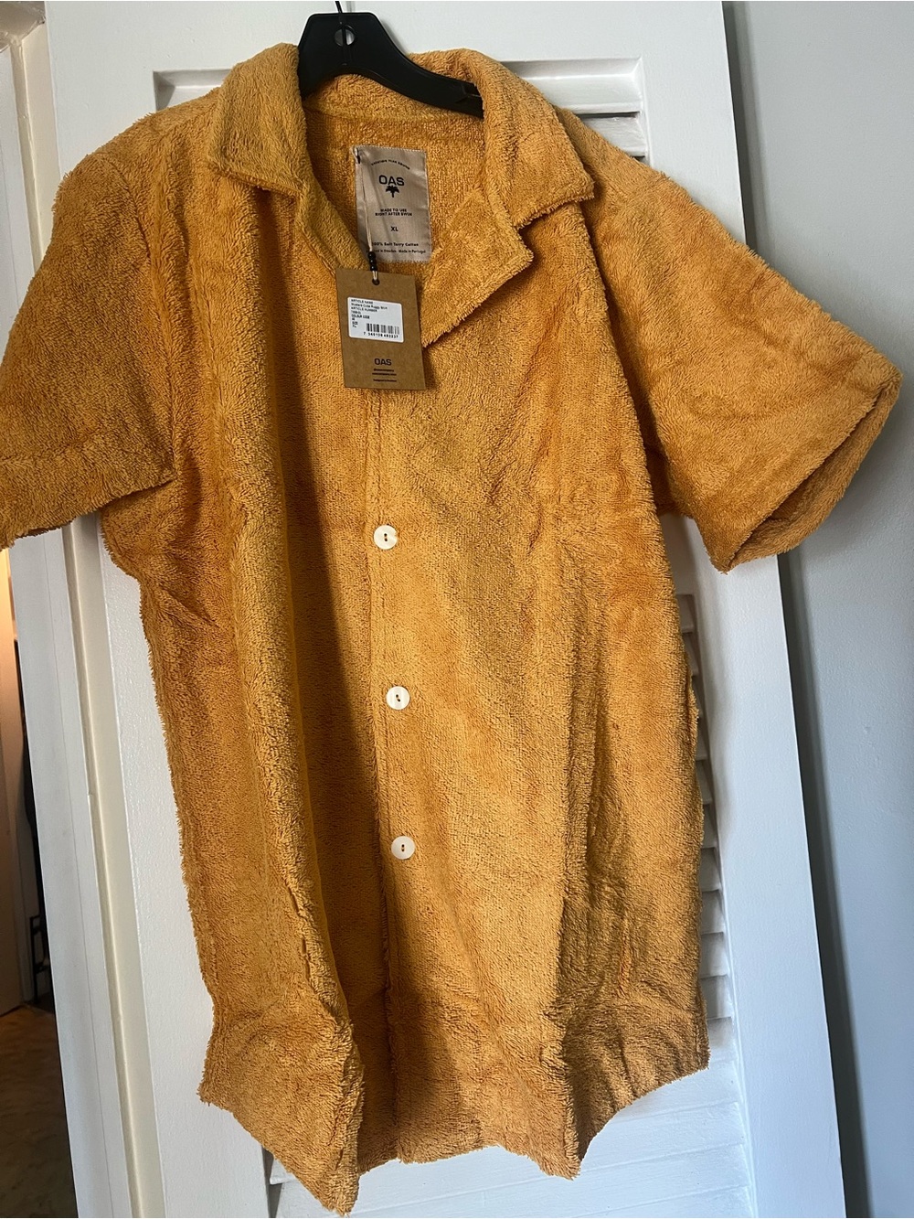 OAS Terry Cloth Short-Sleeve Shirt - Mustard